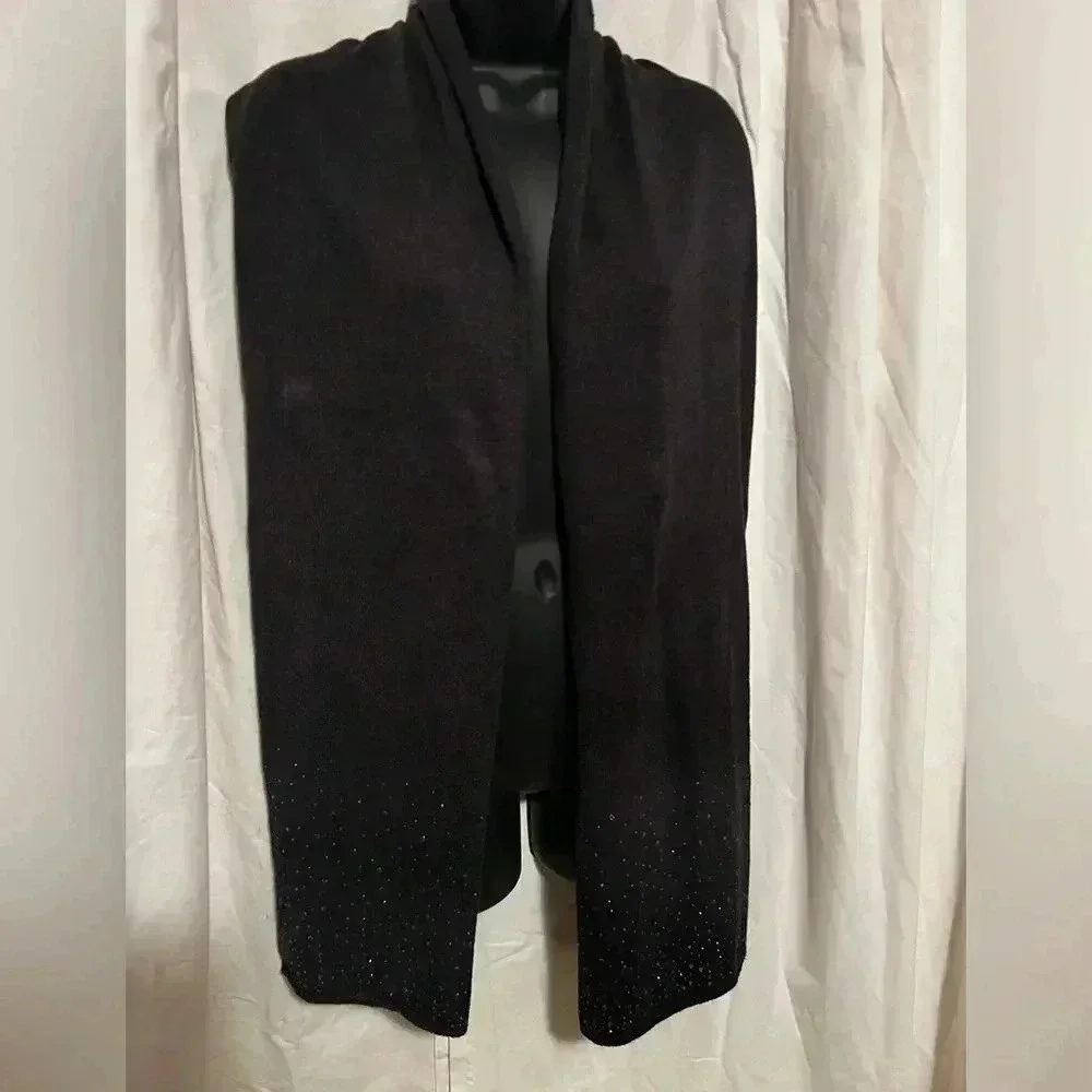 Chico's Charcoal Gray Scarf With Bedazzled Bling Embellished Jewels 70